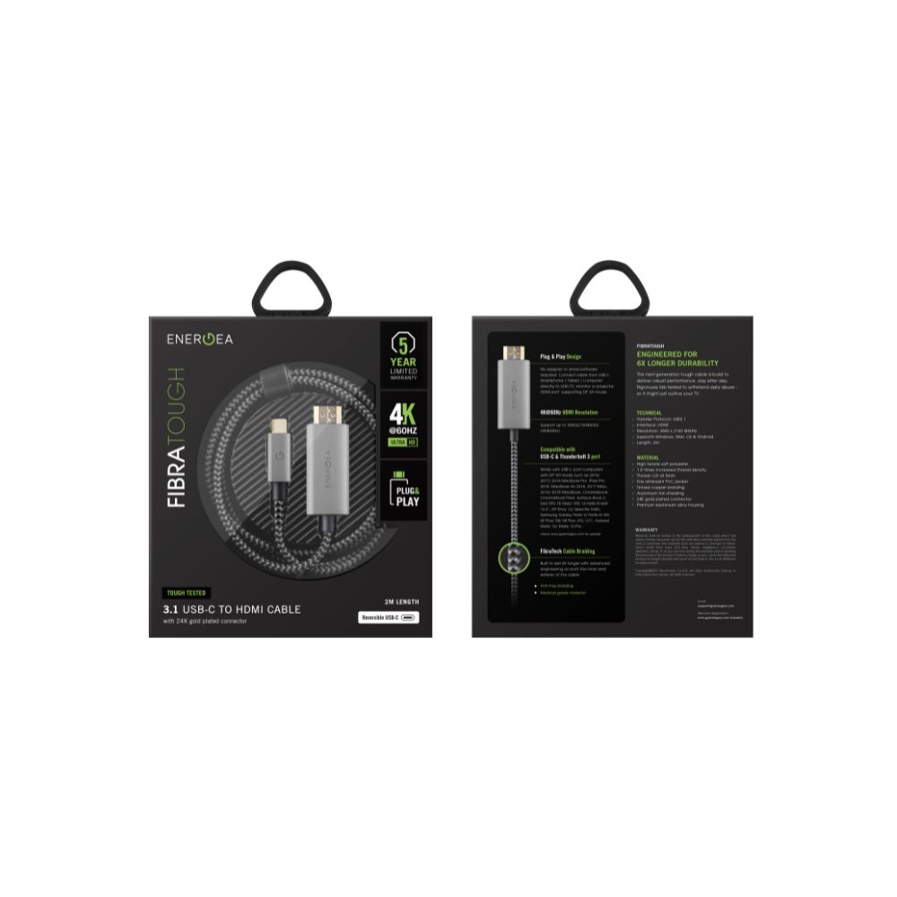 Energea FibraTough USB-C to HDMI Cable 2M
